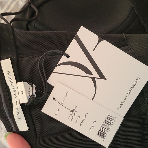 Diane von Furstenberg Black Metallic Garland Dress - Sz 14 - Picture 8 of 12